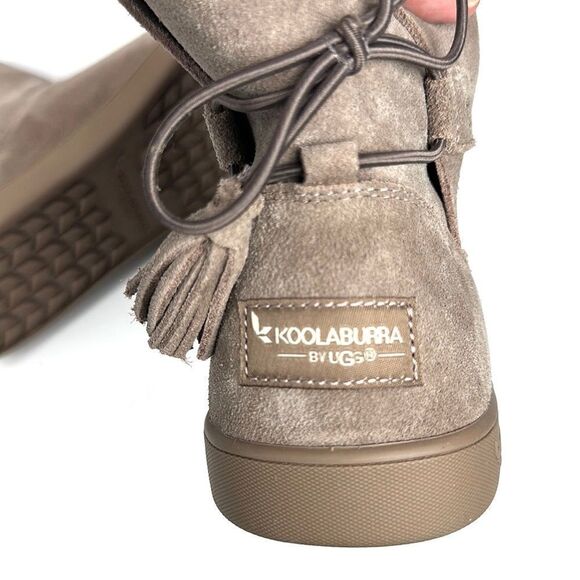 New Koolaburra By Ugg Skyller Ankle Boots Taupe Suede Slip-on Back Tassels US 9 - Picture 10 of 13